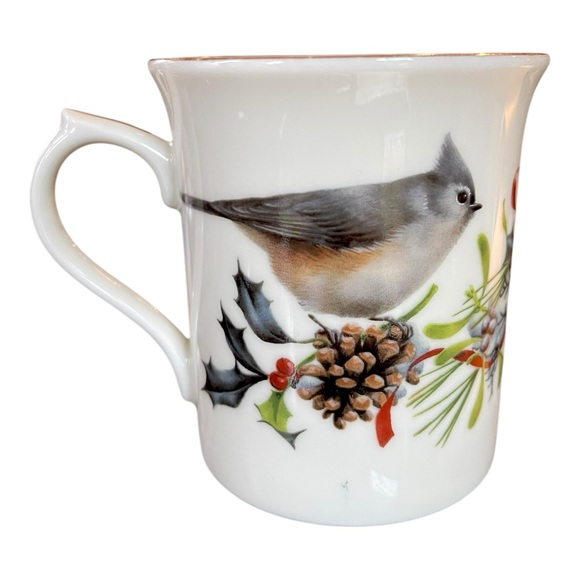 Vintage Lenox Winter Greetings Chickadee & Titmouse Bird Mug Gold Trim Porcelain - Picture 3 of 9